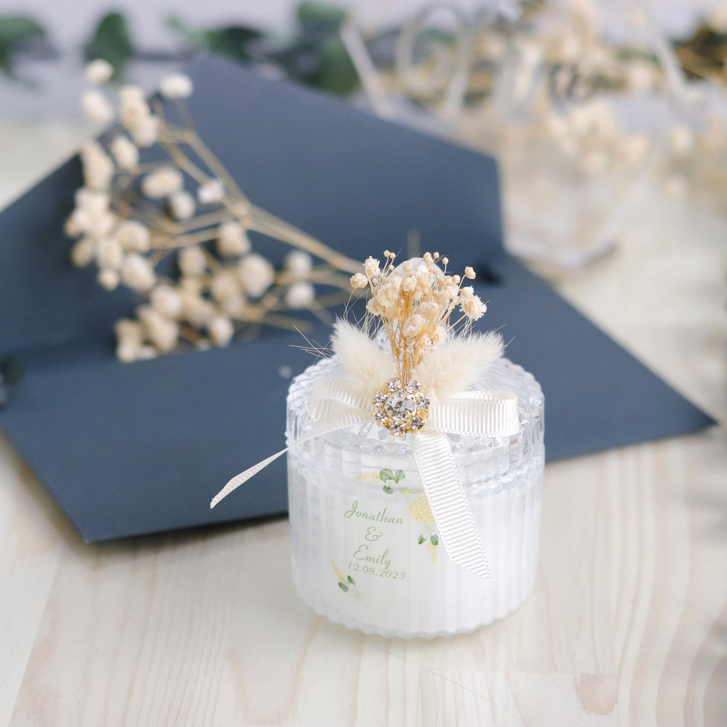 Personalized Candle Wedding Favor for Guests - Luxury Glass Candle Favors in Bulk, Thank You Favor for Wedding Guests