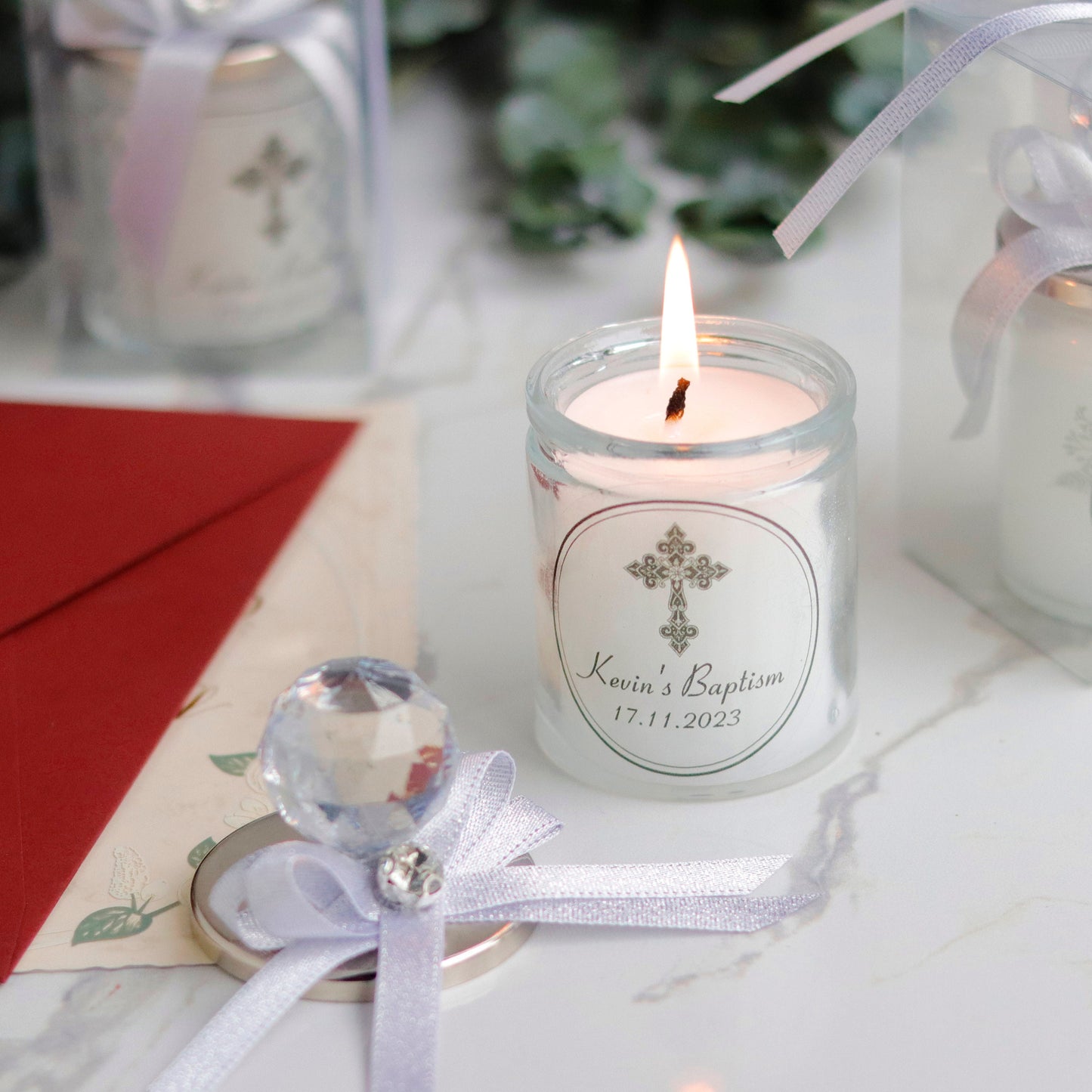 Baptism Candle Favors | Christening Gifts for Boys and Girls | Bulk 1st Birthday Favors | Luxury Communion Candles for Guests