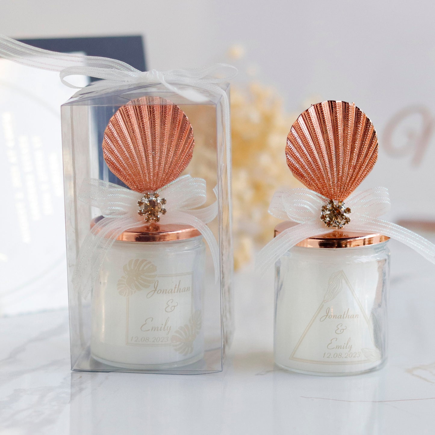 Sea Shell Lid Candle, Classy Wedding Favors, Unique Bridal Shower Gifts, Distinctive Favors for Guests