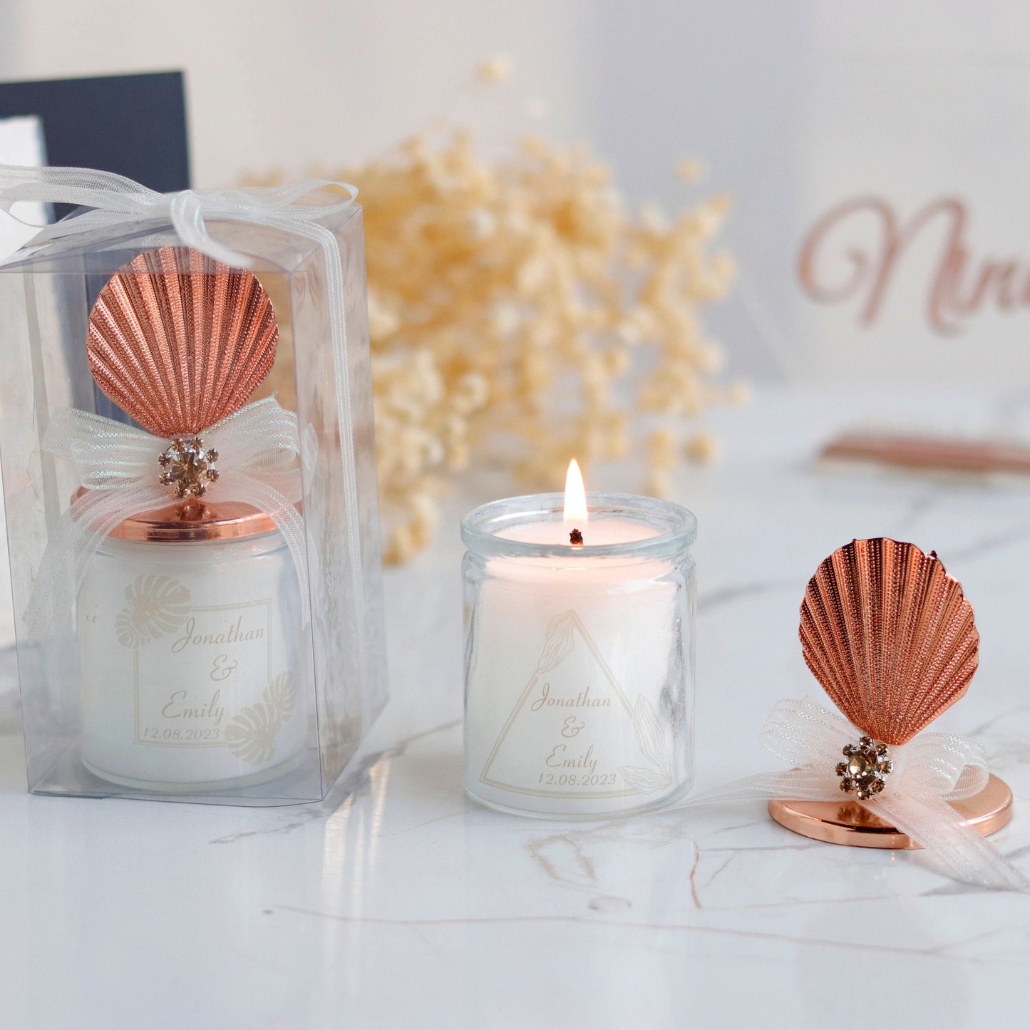 Sea Shell Lid Candle, Classy Wedding Favors, Unique Bridal Shower Gifts, Distinctive Favors for Guests