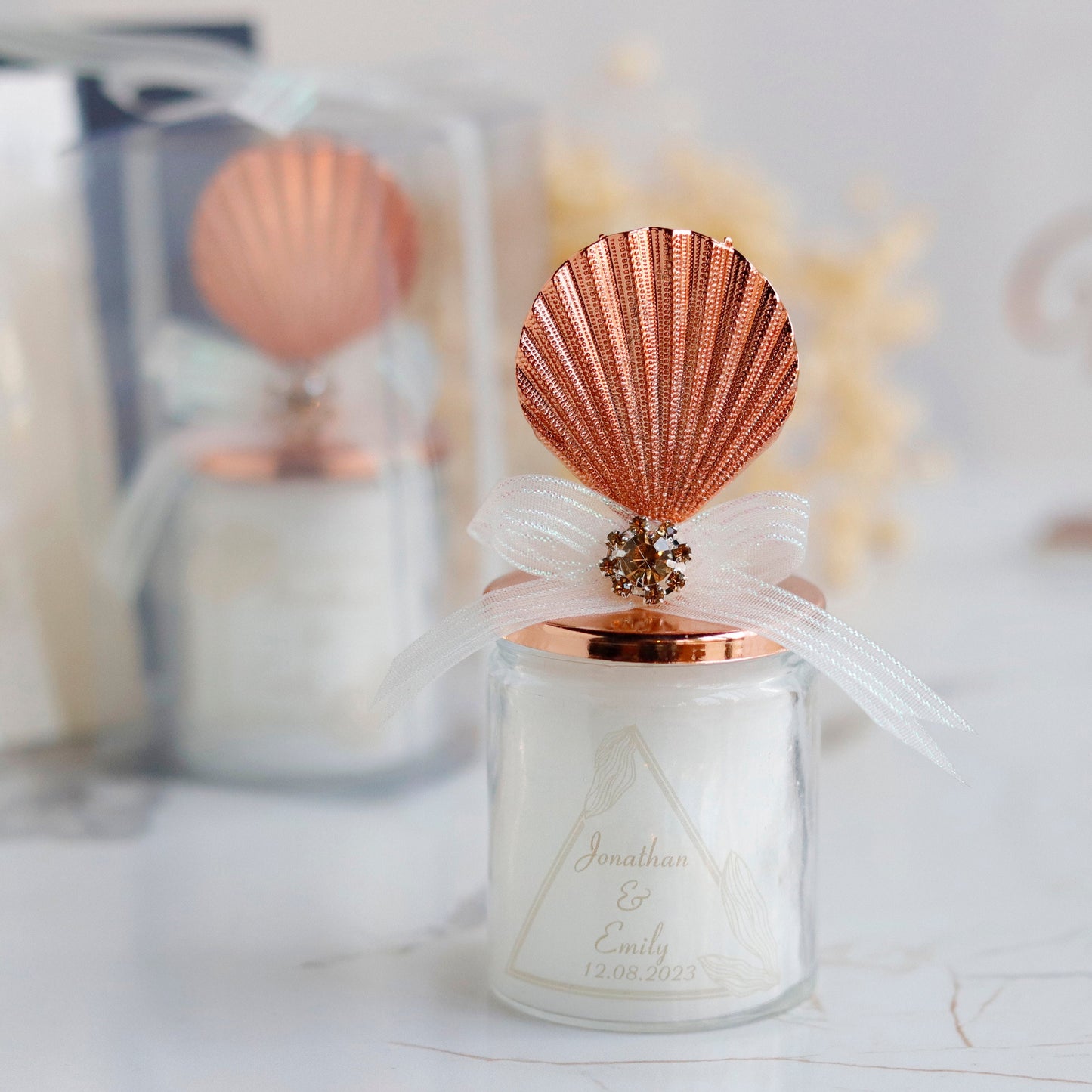 Sea Shell Lid Candle, Classy Wedding Favors, Unique Bridal Shower Gifts, Distinctive Favors for Guests