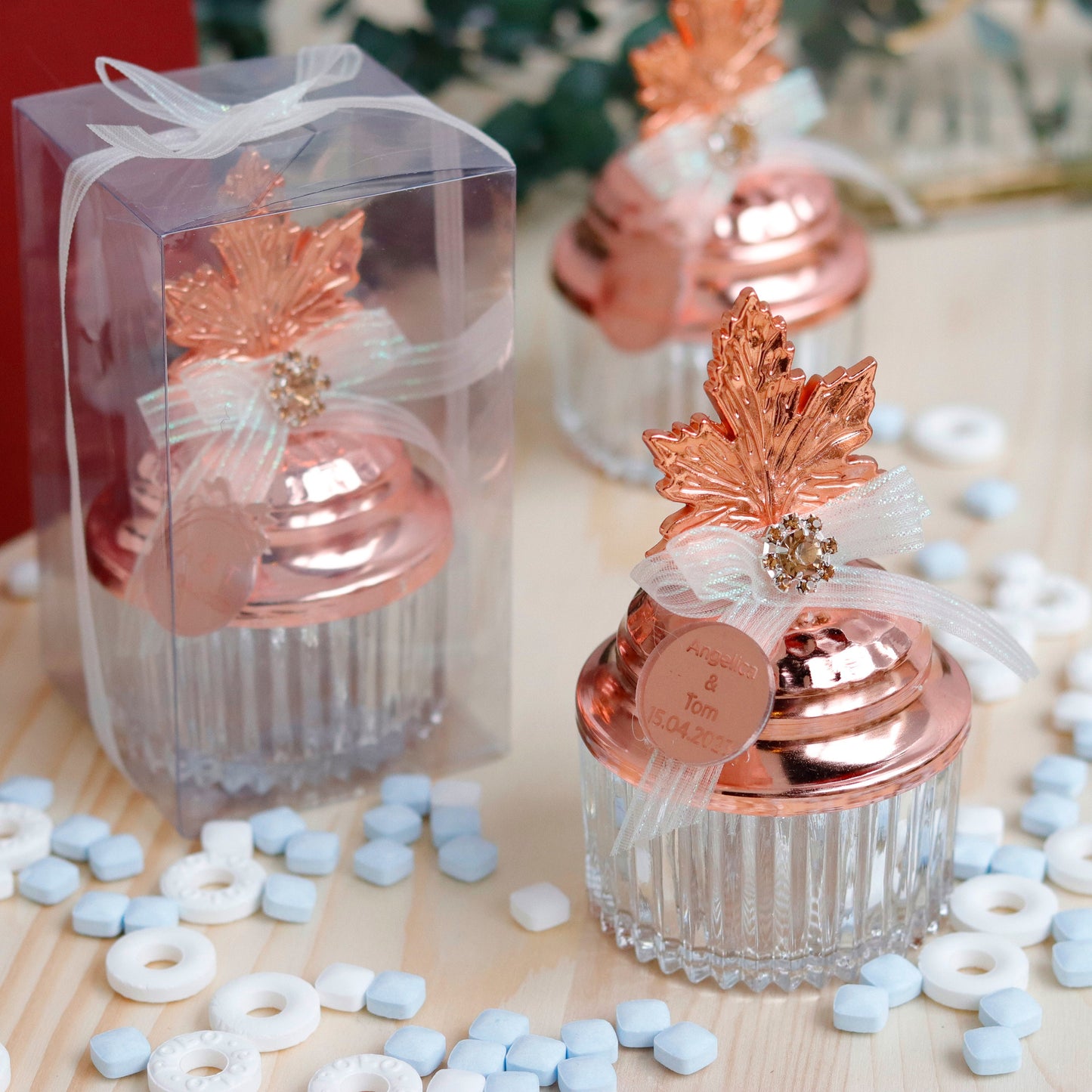 Floral Wedding  Favors | Elegant Leaf-Lid Candy Dishes | Personalized Mint  Favors | Unique Wedding Favors | Practical Keepsake for Guests