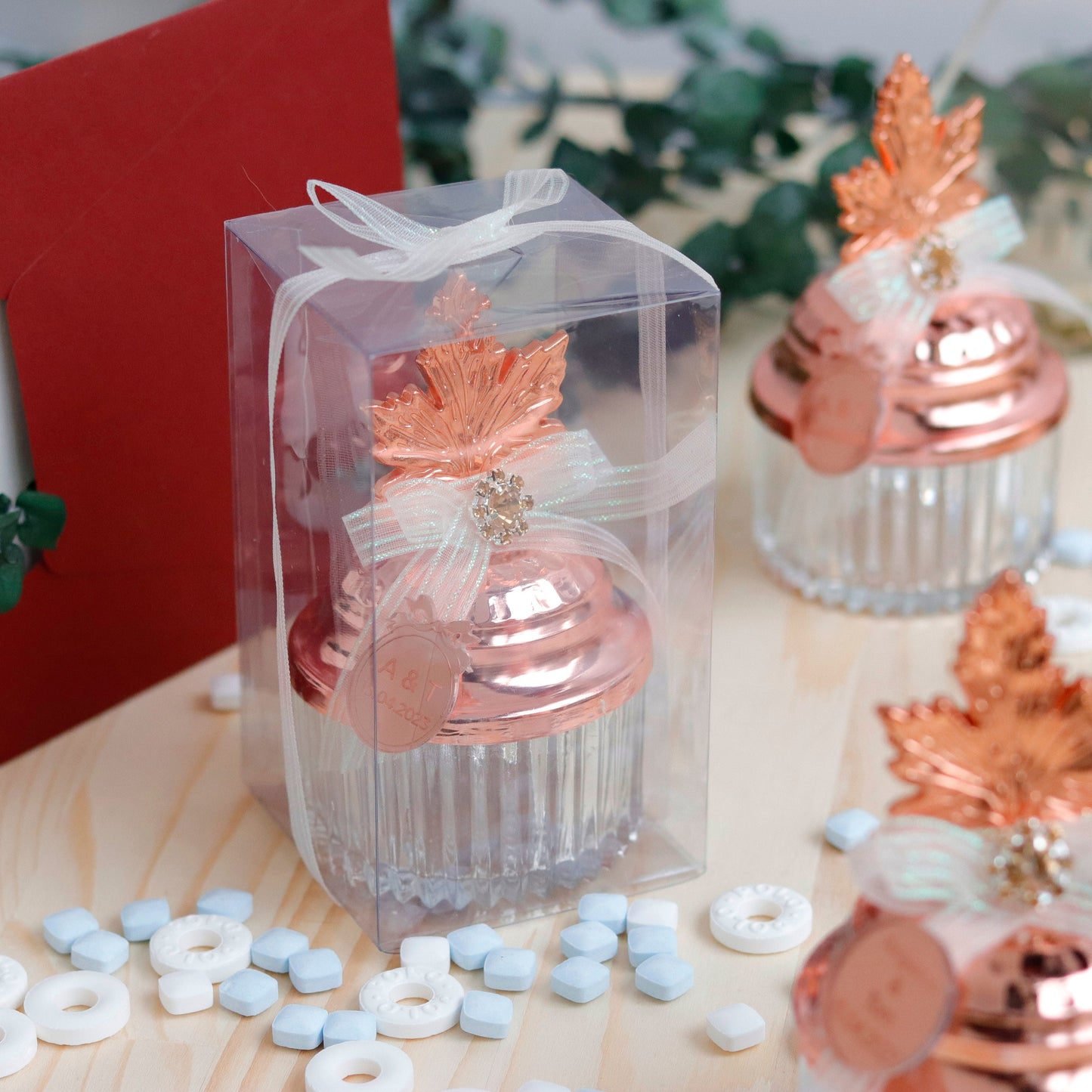 Floral Wedding  Favors | Elegant Leaf-Lid Candy Dishes | Personalized Mint  Favors | Unique Wedding Favors | Practical Keepsake for Guests