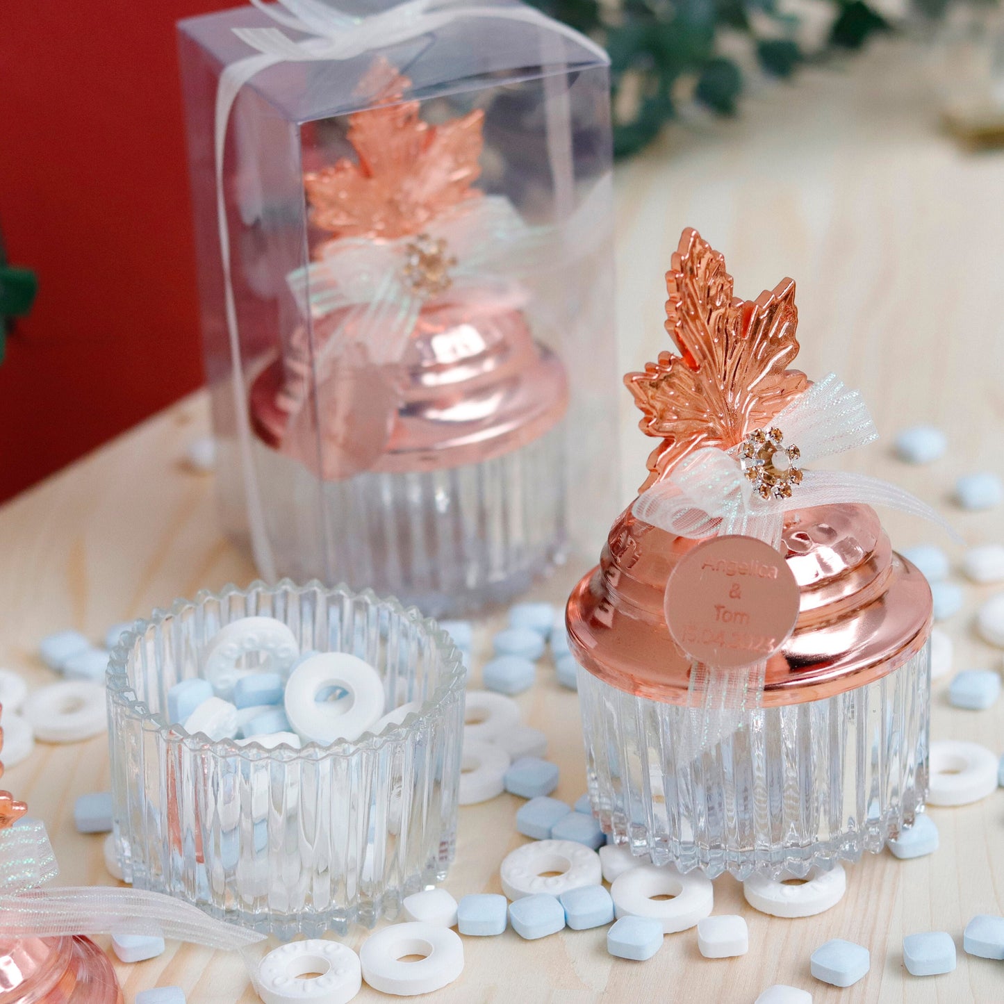 Floral Wedding  Favors | Elegant Leaf-Lid Candy Dishes | Personalized Mint  Favors | Unique Wedding Favors | Practical Keepsake for Guests