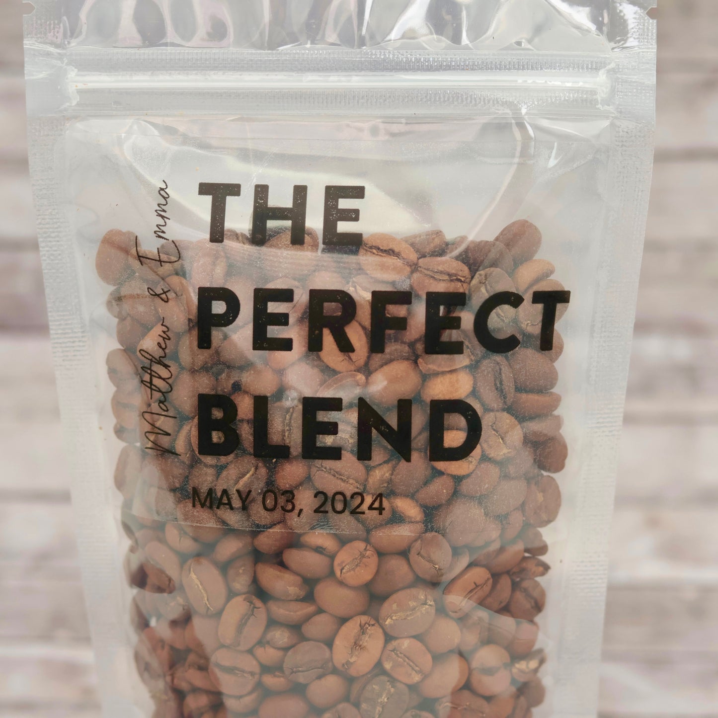 50 Personalized Coffee Pouch Wedding Favors | Perfect Blend Custom Favor Bags for Rehearsal Dinner & Bridal Shower | Wedding Favor Bags