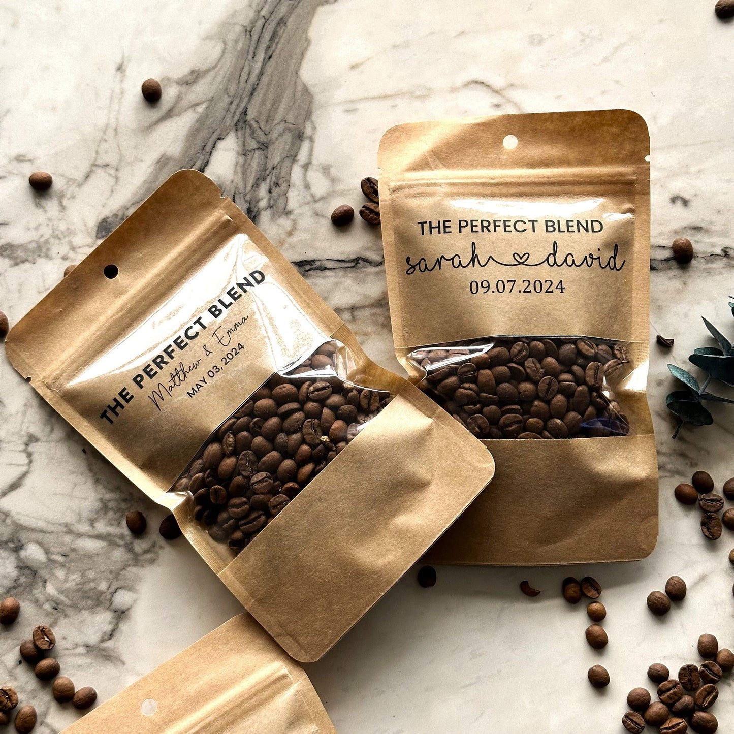 100 Pieces Coffee Wedding Favor Bags, The Perfect Blend, Personalized Coffee Pouch, Wedding Favors, Rehearsal Dinner, Engagement Party Favor