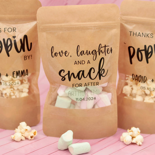 50 Pieces 4 oz Wedding Favor Bags, Marshmallow Snack Bags, Custom Candy Bags, Popcorn Bags, Reception Favor Bag, Personalized Favor Bags