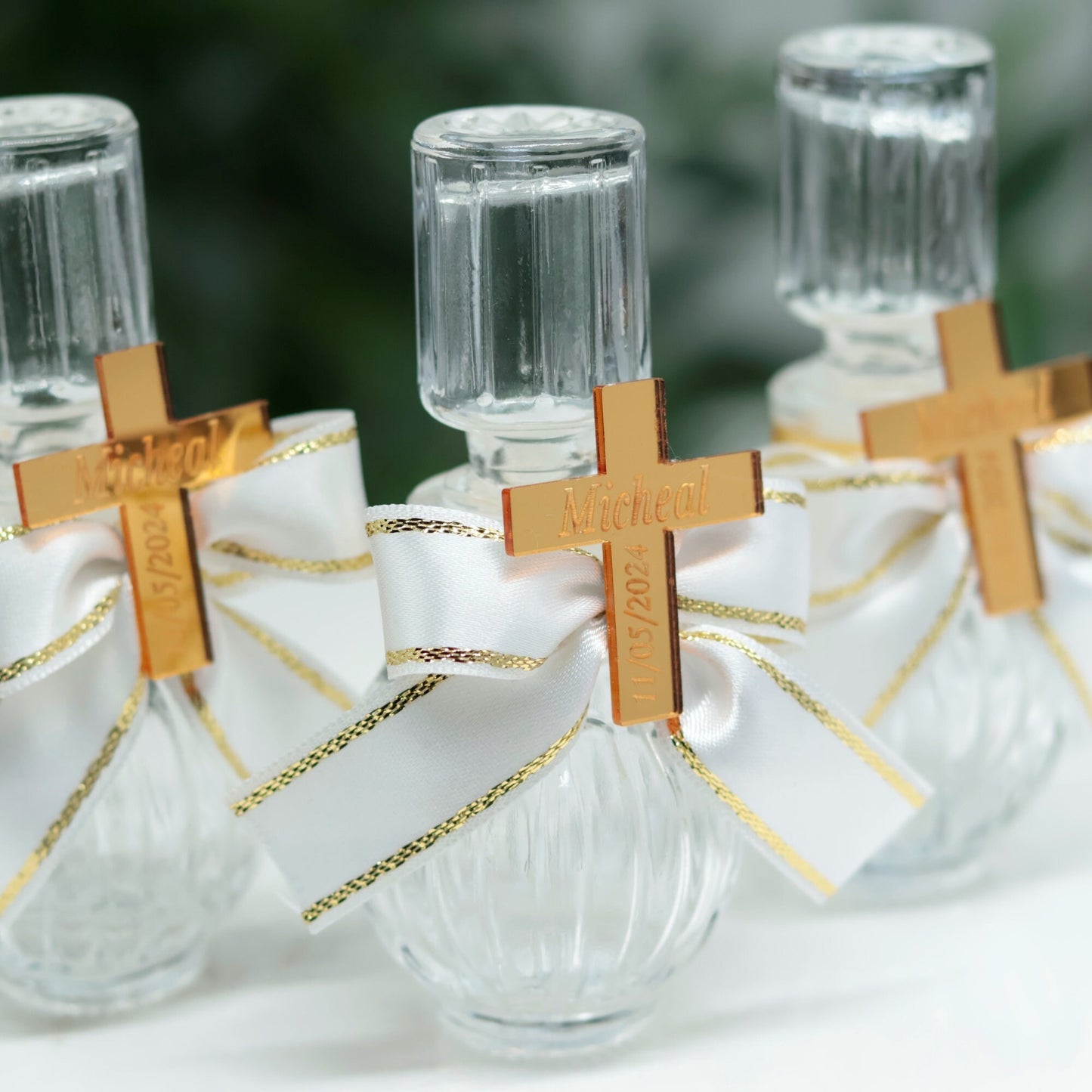 Custom  Baptism Favors | Elegant Holy Water Baptism Gifts |  Glass Bottle for Baby Baptism | Christening Favors | Communion Gifts