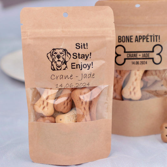 50 Pieces Custom Doggie Treat Bags, Dog Treat Favors, Pet Favor Pouches, Wedding Favors, Bridal Shower Favors, Goodie Bags