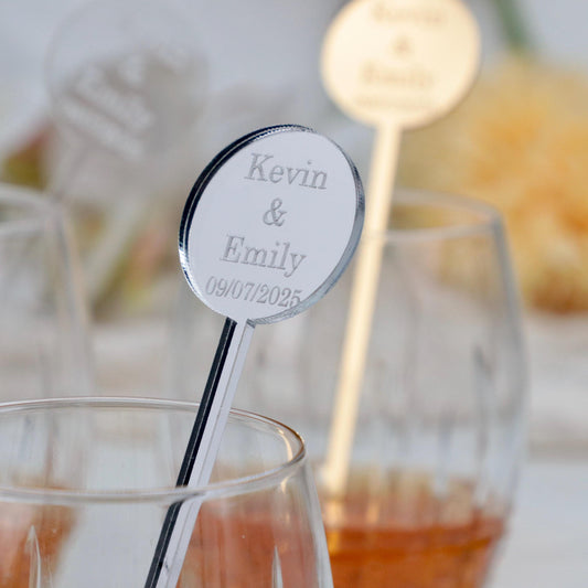 50 Pieces Wedding Drink Stirrers, Couple Names Stirrers , Wedding Favors, Bridal Shower Drink Stirrers, Party Drink Stirrer