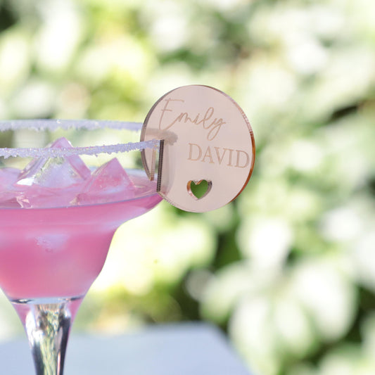 50 Pieces Cocktail Drink Tags, Wedding Favors Drink Stirrers, Custom Drink Charms, Personalized Cocktail Charms, Stemless Drink Tag