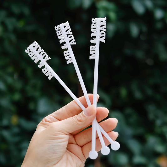 50 Pieces Drink Stirrers for Wedding, Signature Drink Stirrers, Cocktail Stir Sticks, Wedding Bar Decor, Wedding Table Decor,  Bulk Favors