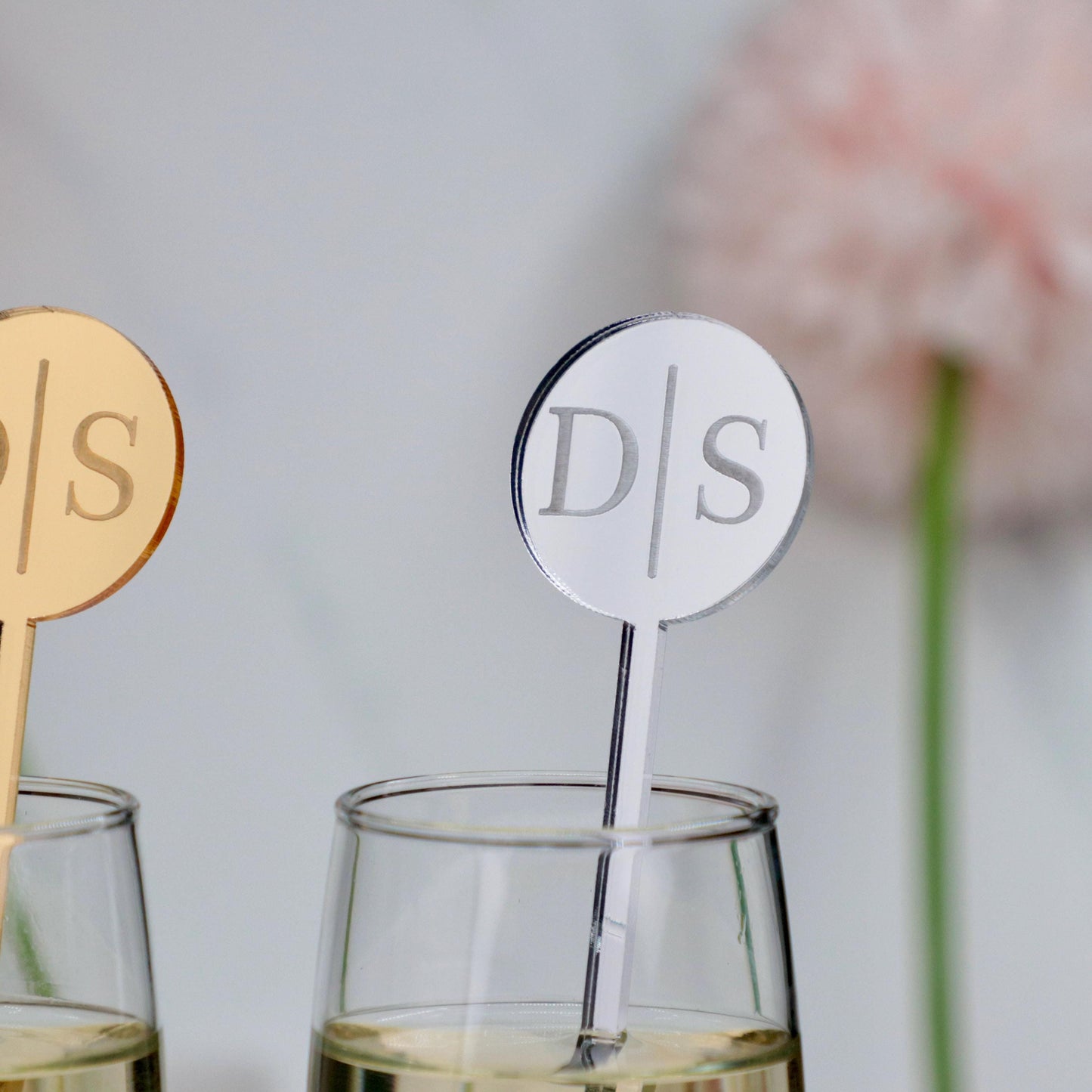 50 Pieces Personalized Wedding Drink Stirrers, Custom Couple Initials Cocktail Sticks, Wedding Bar Decor, Signature Drink Charms