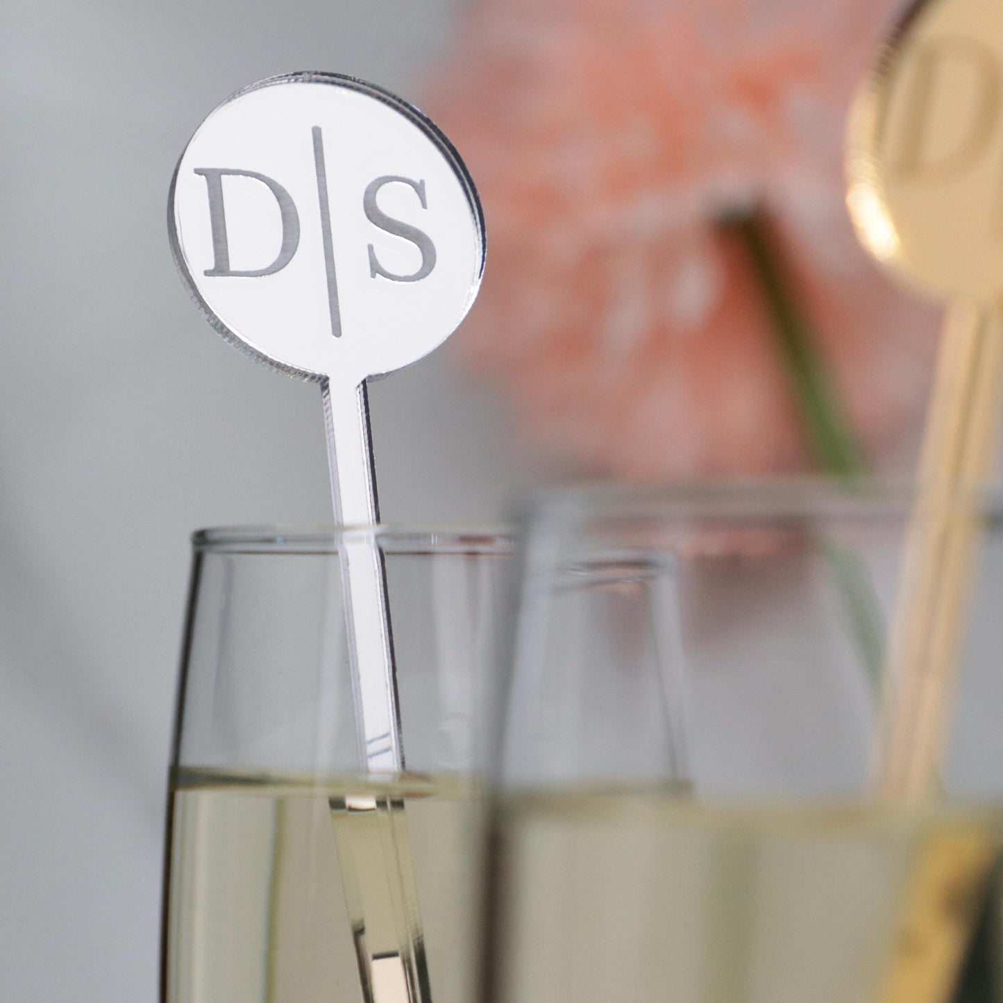 50 Pieces Personalized Wedding Drink Stirrers, Custom Couple Initials Cocktail Sticks, Wedding Bar Decor, Signature Drink Charms